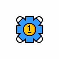 Icon of gear with number one. Flat design style. vector