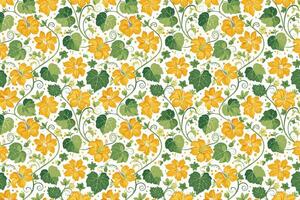 Pattern with decorative flowers and leaves illustration. vector