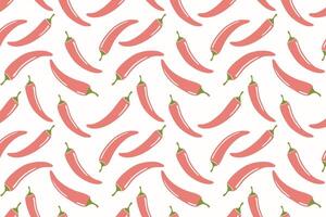 Chilli pattern on white background. Red hot chili peppers. vector