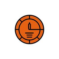 Data calculation or pie chart icon in orange and black colors vector