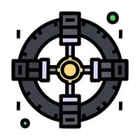 Flat color illustration of ship wheel icon design. vector