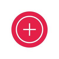 Plus sign icon. Positive symbol. Add in red circle. Flat design style. vector