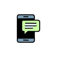 Mobile with message icon illustration in flat style. vector