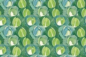 Cabbage seamless pattern. illustration of cabbages. Vegetables food background. vector