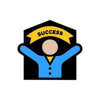 Successful businessman with raised hands. vector