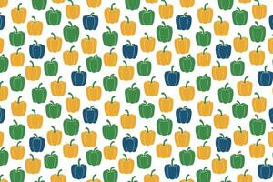 Pattern with bell peppers on a white background. Capsicum vegetables background art. vector