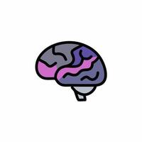 Brain color icon. Mind think concept illustration in flat style isolated on white background. vector