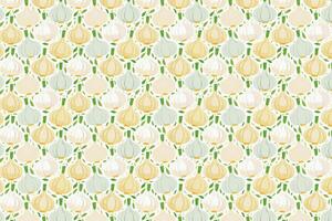 Pattern with garlic on white background illustration. vector