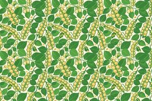 Green leaves and soybeans pattern illustration. vector