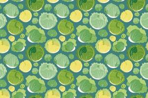 Pattern with cabbage. Cabbages background illustration. vector