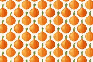Pattern with onions illustration in cartoon style. vector