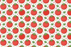 Pattern with red tomatoes on white background illustration. vector