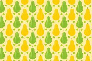 Pattern with green and yellow gourds on light background vector