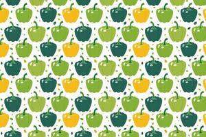 Pattern with green and yellow bell peppers on white background vector