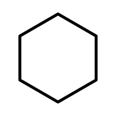 Hexagon outline shape template isolated on white background.