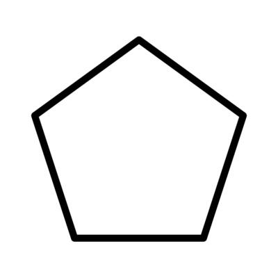 Pentagon outline shape template isolated on white background.