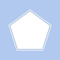 Pentagon outline shape template isolated on blue background. vector