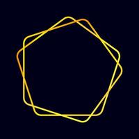 Pentagon gold frame template isolated on dark blue background. vector
