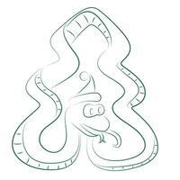 symbol of 2025 snake in the form of a Christmas tree outline vector