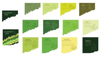 Desk calendar for 2025 on the theme of the symbol of the year - the snake. Calendar color in a green palette. . vector