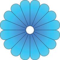 Abstract blue flower with white bud, top view. Spring flora with sunflower icon. Flat gradient illustration on white background vector