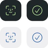 Face scanning process. Facial detection symbols. Face recognition. Biometric verification. Touch id and face id icon on mobile devices. Flat design style. illustration vector