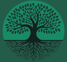 Tree Logo Art, Icons, and Graphics. Abstract vibrant tree logo design, root. Plant of life vector