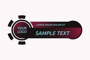 abstract lower third graphic featuring a circular logo placeholder and a rectangular headline area vector