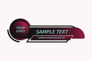 abstract lower third graphic featuring a circular logo placeholder and a rectangular headline area vector