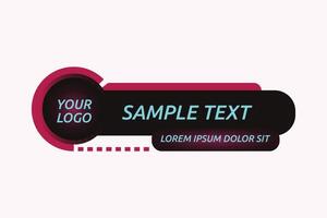 abstract lower third graphic featuring a circular logo placeholder and a rectangular headline area vector
