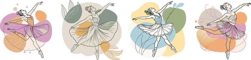 Four different types of ballet dancers in different poses vector