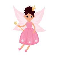 Cute beautiful fairy with a magic wand on a white isolated background vector