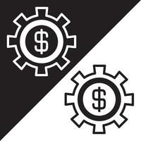 Setting or System icon, Lineal style, isolated on Black and white Background. vector