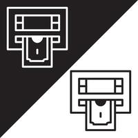 ATM Icon, Lineal style, isolated on Black and white Background. vector