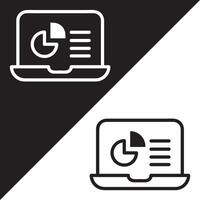 Data Analytics Icon, Lineal style, isolated on Black and white Background. vector
