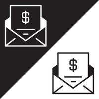 Mail Icon, Lineal style, isolated on Black and white Background. vector