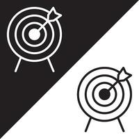 Target Icon, Lineal style, isolated on Black and white Background. vector