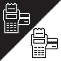 Pos Terminal Icon, Lineal style, isolated on Black and white Background. vector