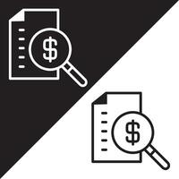 Document Search Icon, Lineal style, isolated on Black and white Background. vector