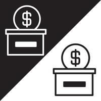 Donation Icon, Lineal style, isolated on Black and white Background. vector