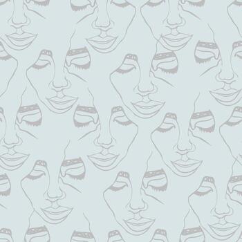 A pattern of faces with eyes and eyelashes vector