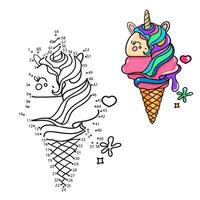 Connect the dots to draw an ice cream cone vector