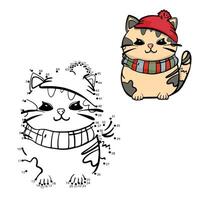 Connect the dots to draw a cat and a hat vector