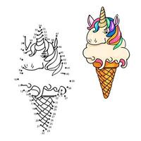 Connect the dots to draw a unicorn ice cream vector
