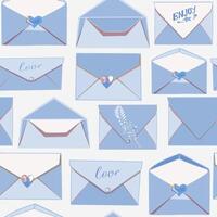 A collection of envelopes with hearts and the words love vector