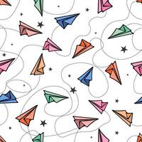Paper airplanes seamless pattern vector
