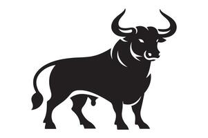 A black and white illustration of a bull vector