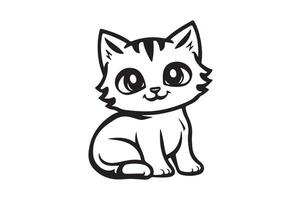 A black and white drawing of a kitten vector