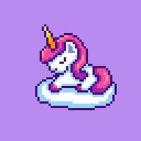 Pixel art cute unicorn game asset design vector