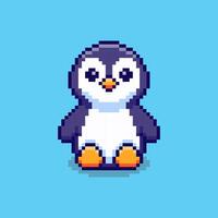 Pixel art Penguin game asset design vector